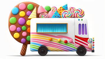 Candy Truck Shop, Colorful, 3D, . photo