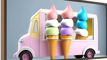 Candy Truck Shop, Colorful, 3D, . photo