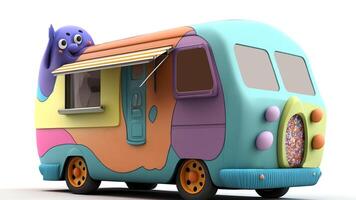 Candy Truck Shop, Colorful, 3D, . photo