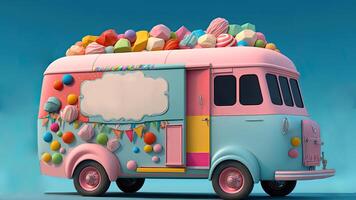 Candy Truck Shop, Colorful, 3D, . photo