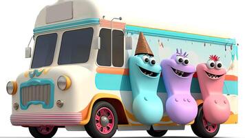 Candy Truck Shop, Colorful, 3D, . photo