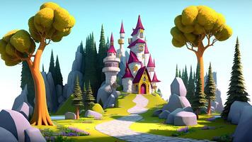 Beautiful fantasy sweet world background, Candyland. , Digital Illustration. photo