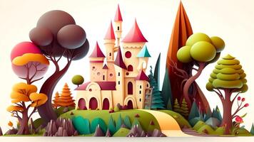 Beautiful fantasy sweet world background, Candyland. , Digital Illustration. photo