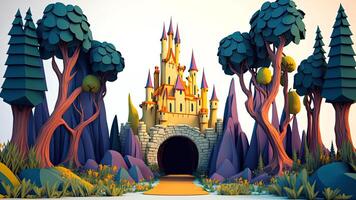 Beautiful fantasy sweet world background, Candyland. , Digital Illustration. photo