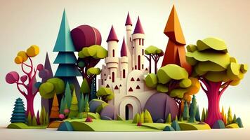 Beautiful fantasy sweet world background, Candyland. , Digital Illustration. photo