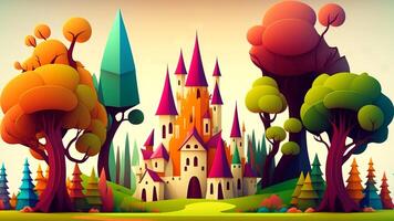 Beautiful fantasy sweet world background, Candyland. , Digital Illustration. photo