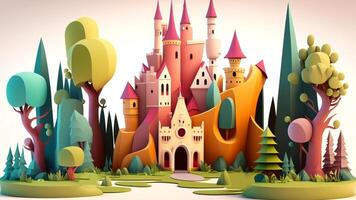 Beautiful fantasy sweet world background, Candyland. , Digital Illustration. photo