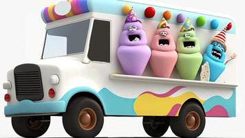 Candy Truck Shop, Colorful, 3D, . photo