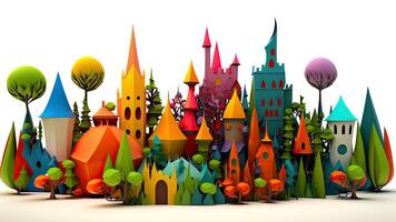 Beautiful fantasy sweet world background, Candyland. , Digital Illustration. photo