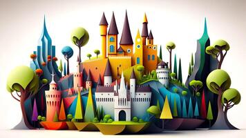 Beautiful fantasy sweet world background, Candyland. , Digital Illustration. photo