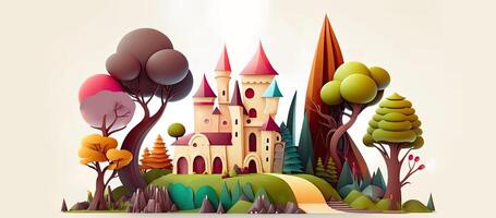 Beautiful fantasy sweet world background, Candyland. , Digital Illustration. photo