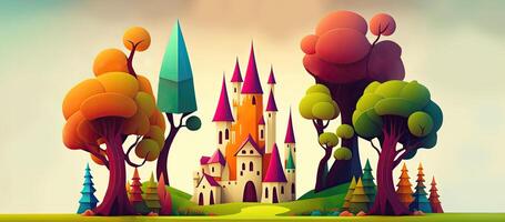 Beautiful fantasy sweet world background, Candyland. , Digital Illustration. photo