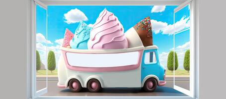 Candy Truck Shop, Colorful, 3D, . photo