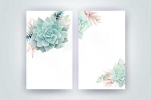 Flowers drawing, decorated paper background, vertical banners collection for invitation, spring and wedding card, copy space at center. photo