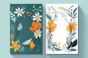 botánico composición como un acuarela flor, hojas decorativo tarjeta o libro cubrir en verde y blanco color. generativo ai ilustración. foto