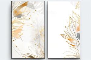 Watercolor Botanic Composition Vertical Background or Card Design with Leaves. Illustration. photo