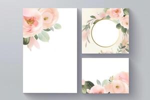 acuarela Rosa flor y hojas decorativo vertical antecedentes o tarjeta Bosquejo. generativo ai ilustración. foto