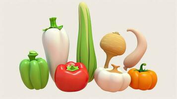 Assorted Raw Organic Vegetables on Farming Background for Healthy Food. Digital Illustration. photo