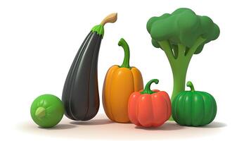 Assorted Raw Organic Vegetables on Farming Background for Healthy Food. Digital Illustration. photo