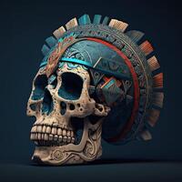 Skull decoration with feather boho style, tribe background, . photo