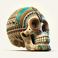 Skull decoration with feather boho style, tribe background, . photo