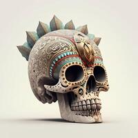 Skull decoration with feather boho style, tribe background, . photo