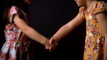 Friendly or casual handshake between Multicultural Asian Women in their traditional attires. . photo
