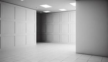 Empty room with window, walls, floor and ceiling. 3d blank interior of living room, office, gallery, studio or hallway, realistic illustration in perspective view. . photo