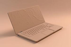 Clay Modelling of Laptop Mockup with Blank Screen, Digital Illustration. photo