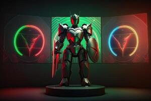 A cyborg digital hologram graphs background, digital art style. . photo