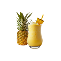 3D Render of Pineapple Smoothie or Milkshake Glass Element. png