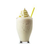 realista milkshake vidro com açoitado creme, Palha elemento. 3d renderizar. png
