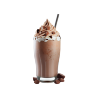 3d framställa, glas av tomte milkshake med choklad smulor och sugrör element. png