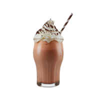 3D Render of Brownie Milkshake Glass With Stripe Straw Element. png