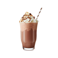 3D Render of Brownie Milkshake Glass With Stripe Straw Element. png