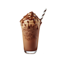 3D Render of Brownie Milkshake Glass With Stripe Straw Element. png