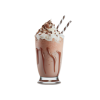 3d framställa av tomte milkshake glas med rand choco rån rullar element. png