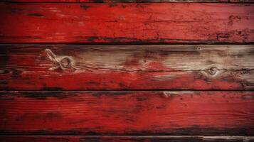 Top View of Red Rusted Paint Plank Texture Table, Wood Background. . photo