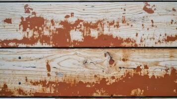 Top View of Red Rusted Paint Wood Texture Table, Background. . photo