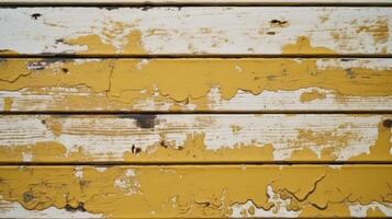 Top View of Yellow Rusted Paint Wood Texture Background, . photo