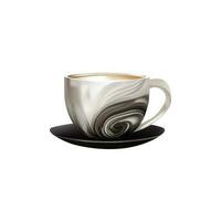 Isolated Brown and White Coffee or Tea Cup with Saucer 3D Icon. photo