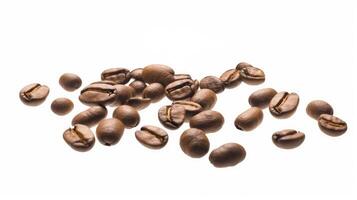 Closeup View of Dark Brown Roasted Coffee Beans Strewn Background. . photo