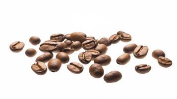 Closeup View of Dark Brown Roasted Coffee Beans Strewn Background. . photo