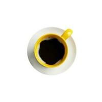Overhead View of Black Tea or Coffee Cup with White Saucer 3D Icon. photo