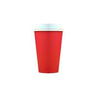 Isolated Red Paper Cup with White Lid of Drink 3D Icon. photo