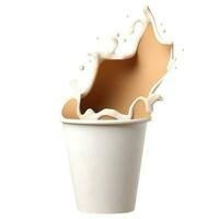 Isolated Delicious Milk Chocolate or Coffee Splashing Disposal Glass 3D Icon. photo