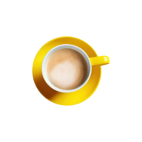 gastos generales ver de Leche té o café taza con amarillo platillo 3d icono en transparente antecedentes. png