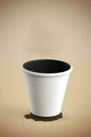 Isolated Milk Chocolate or Coffee Paper Cup 3D Icon. photo