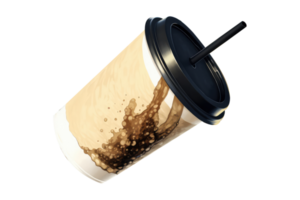 Isolated Drink Paper Cup with Black Straw Icon In 3D Rendering. png