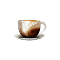Isolated Brown Coffee or Tea Cup with Saucer 3D Icon on Transparent Background. png
